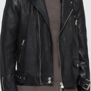 All Saints Men's Black Renzo Leather Biker Jacket